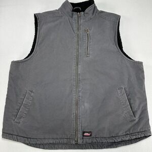 Dickies Vest Mens 3XL Gray Canvas Sherpa Lined Workwear Full Zip Pockets Outdoor